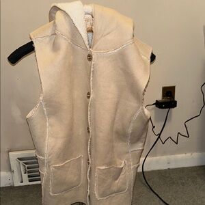 Women's Beige Hooded Vest